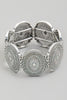 Western and Thick Disc Stretch Bracelet in Silver