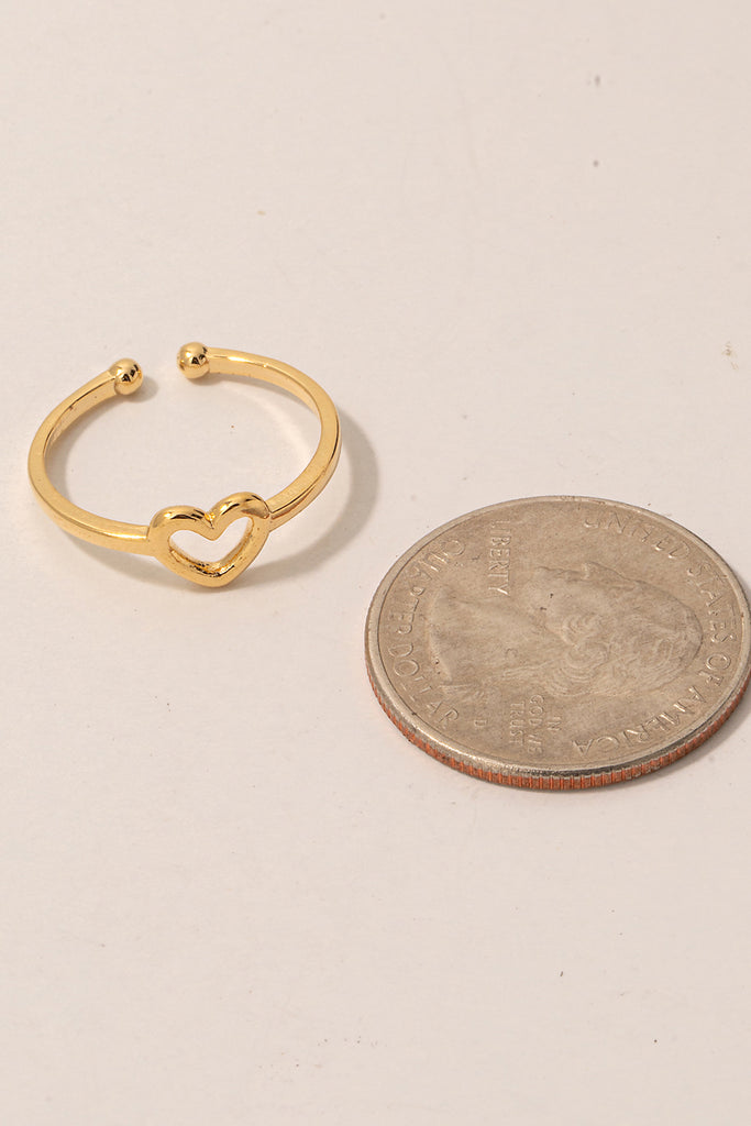 Dainty Hollow Heart Ring Box in Gold