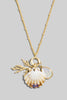 Seashells and Mixed Charms Long Necklace in Gold