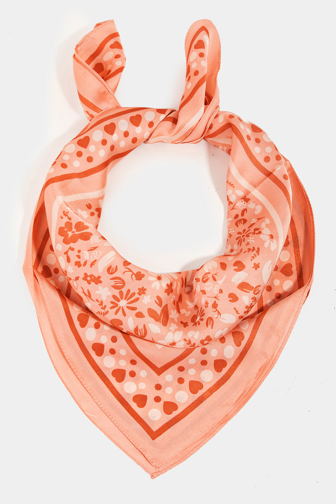 All of My Love Heart Print Silky Scarf (Assorted Colors)