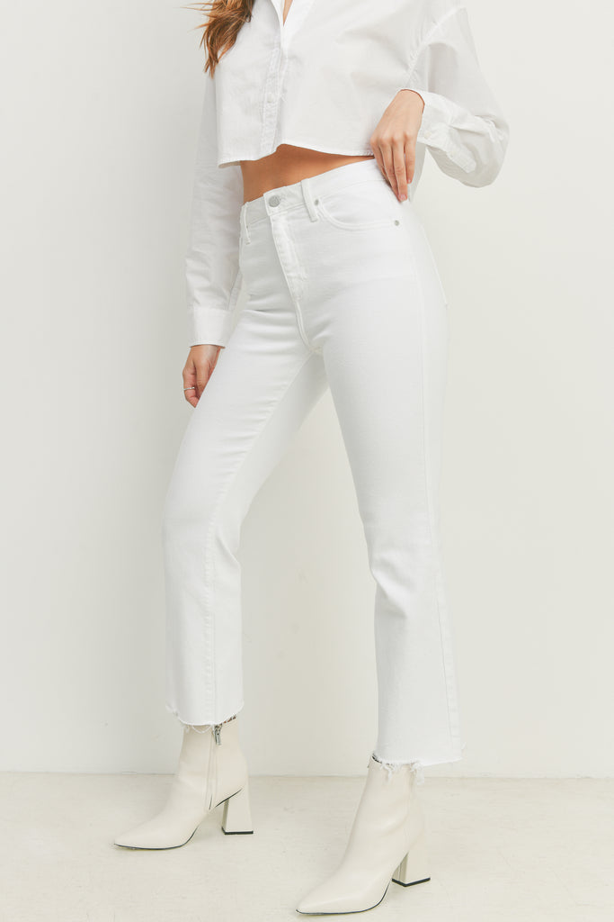 Vintage Cropped High Rise Flare Jean in Optic White