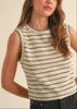 Cabana Chic Striped Button Down Back Sleeveless Top