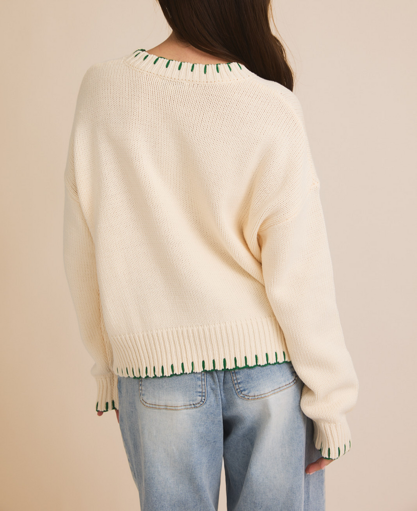 Lemon Meringue Long Sleeve Stitched Sweater